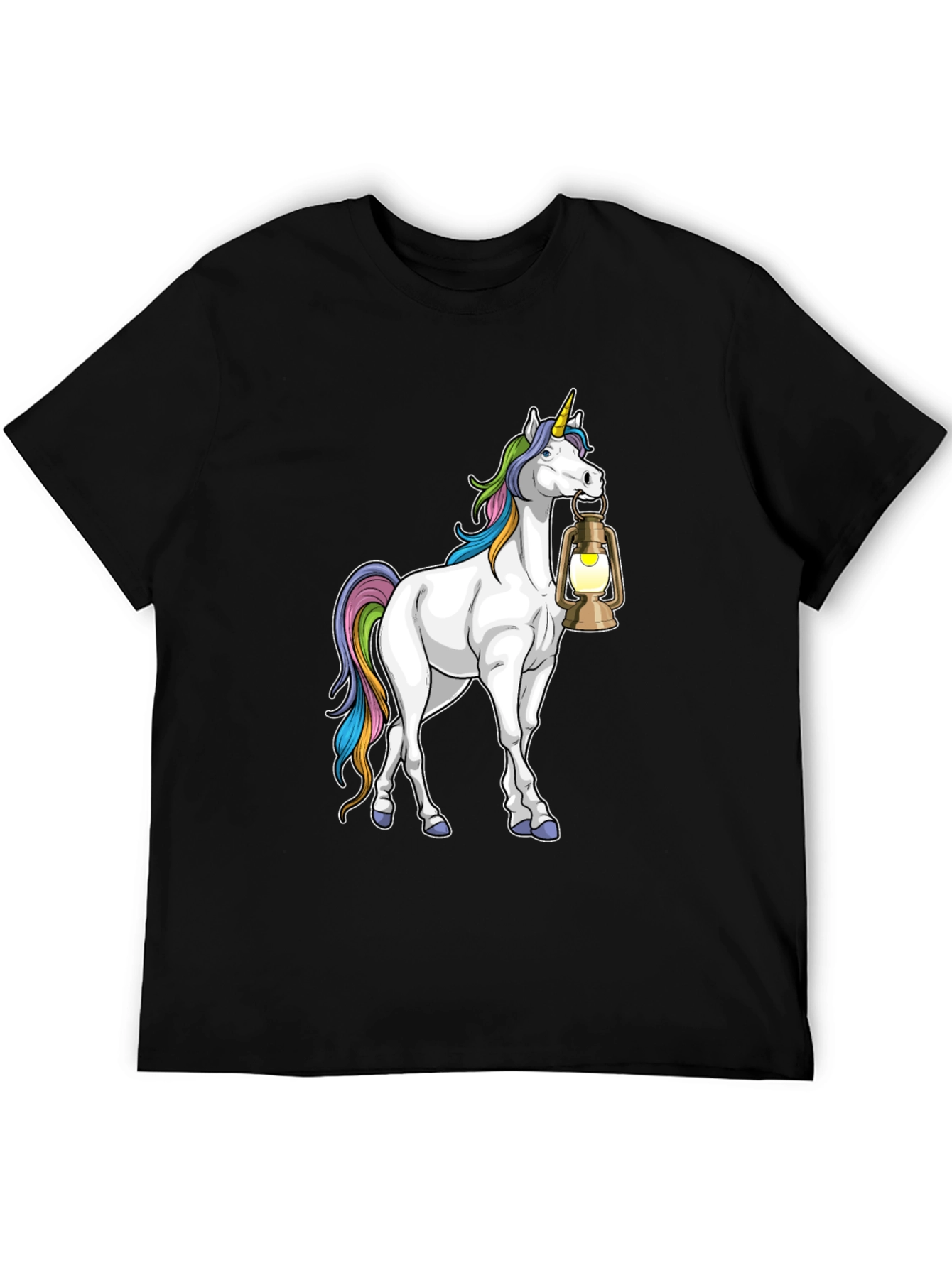 Unicorn Lantern Graphic T-Shirt - Black