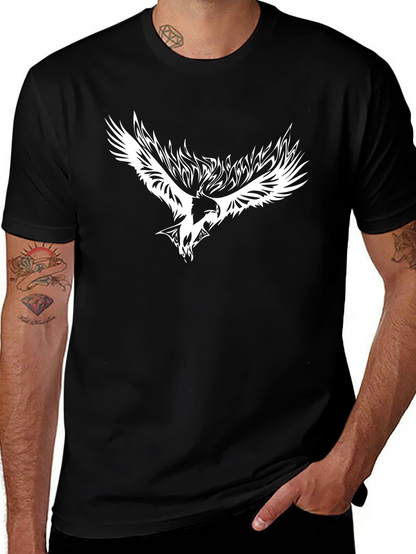Black T-Shirt with White Eagle Graphic