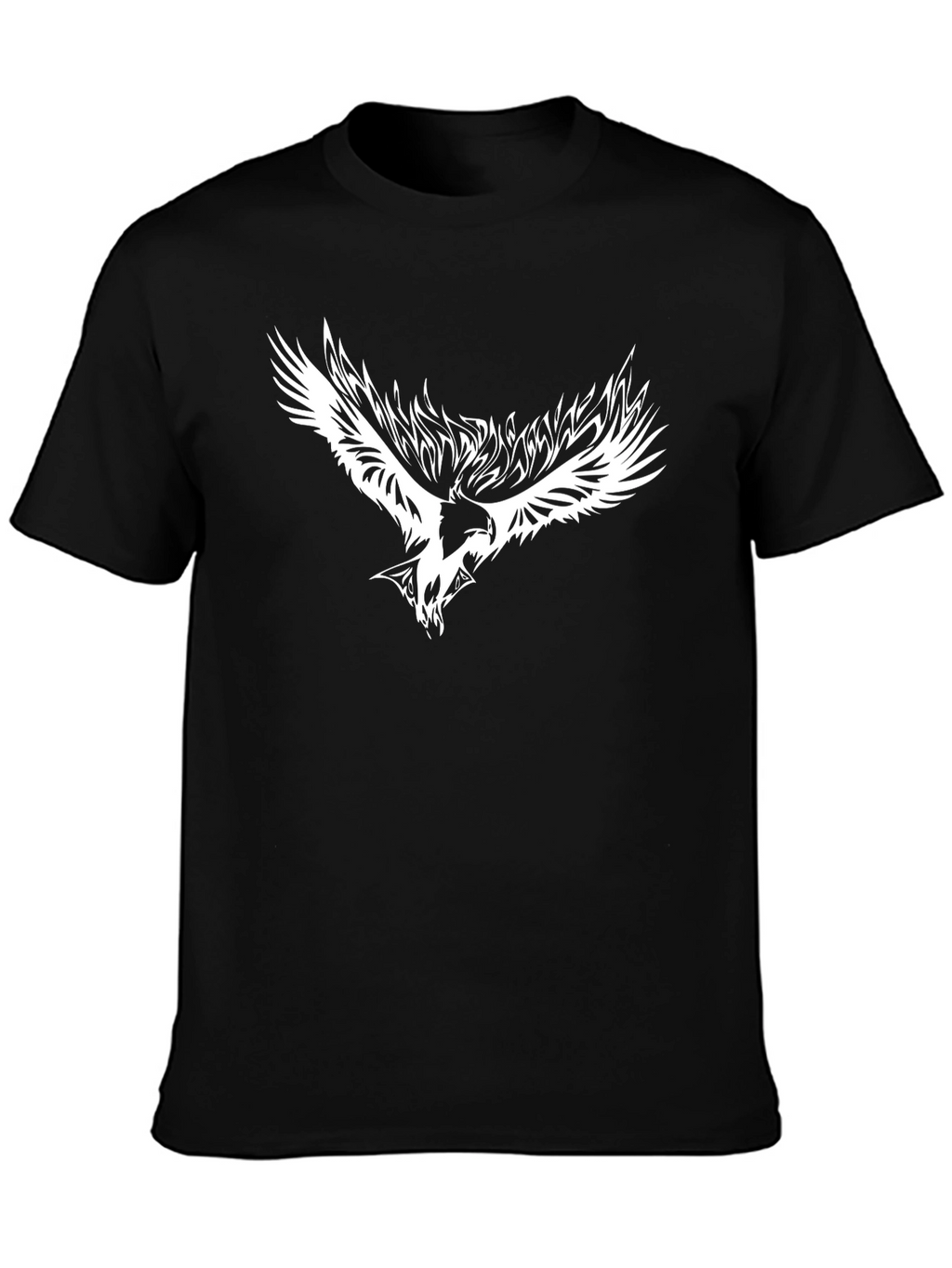 Black T-Shirt with White Eagle Graphic