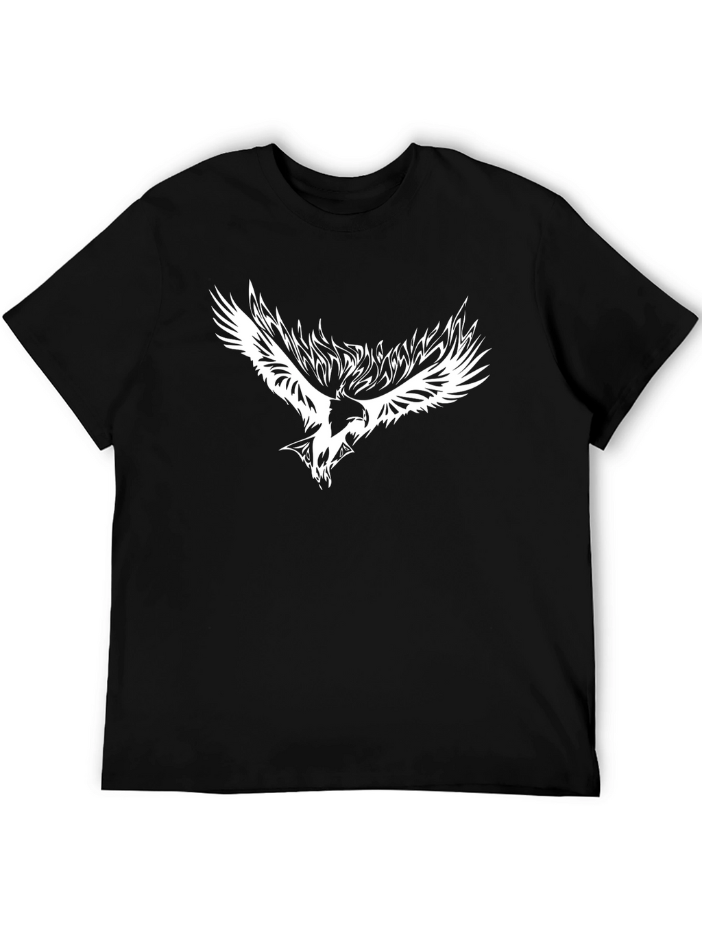 Black T-Shirt with White Eagle Graphic