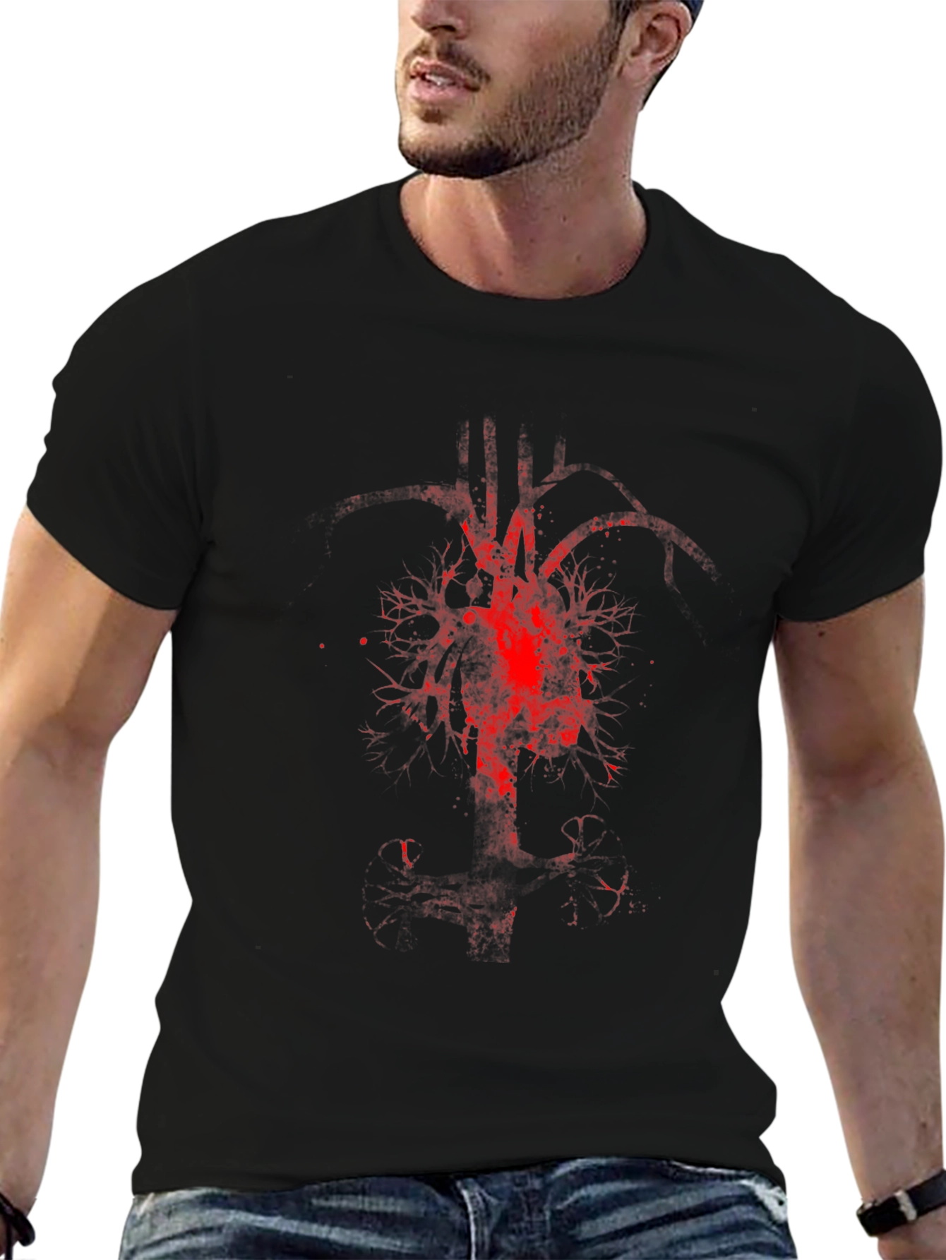 Anatomical Heart Tree Graphic Tee - Black
