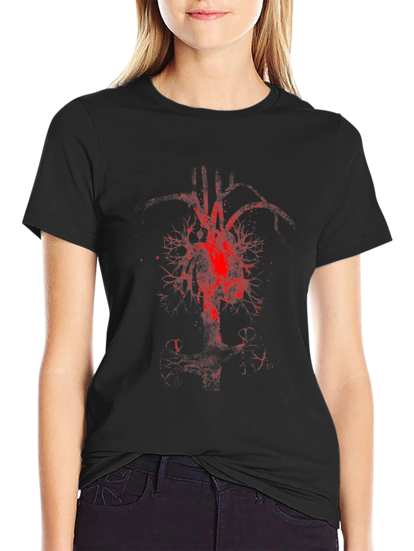 Anatomical Heart Tree Graphic Tee - Black