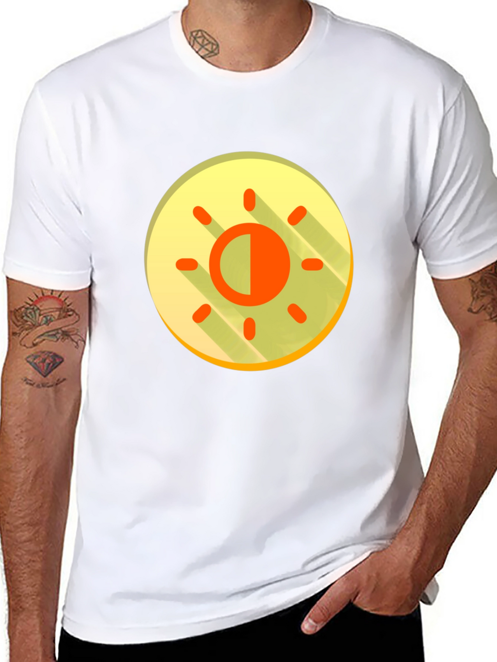 Contrast Sun Graphic T-Shirt - Black