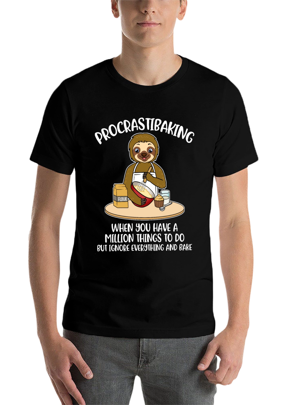Procrastibaking Sloth T-Shirt: Baking Humor Tee