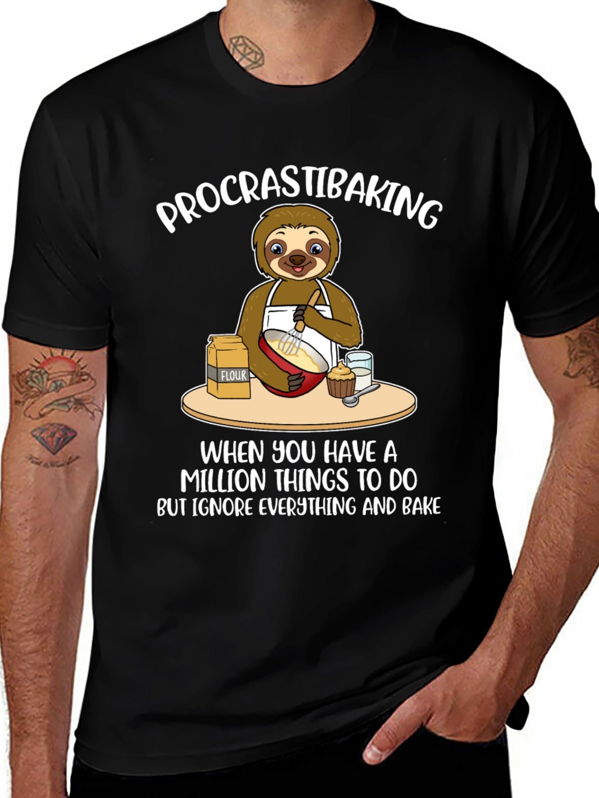 Procrastibaking Sloth T-Shirt: Baking Humor Tee