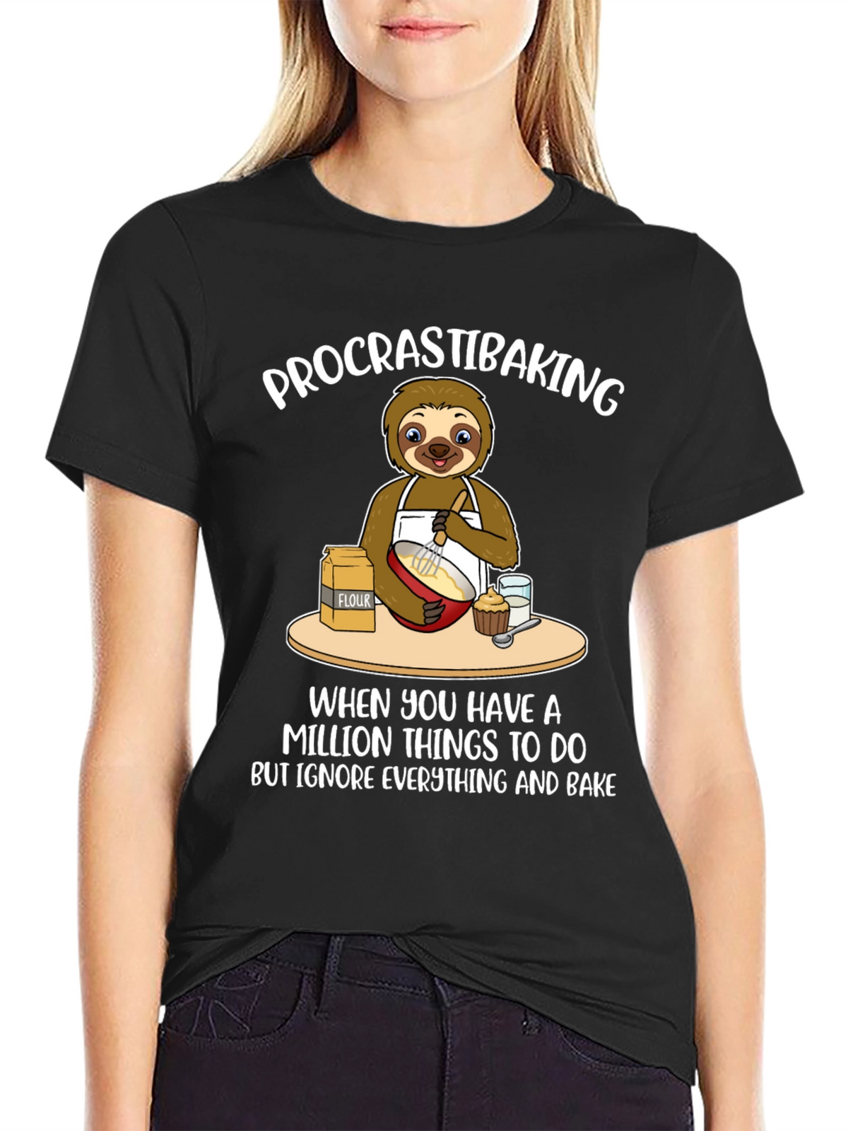 Procrastibaking Sloth T-Shirt: Baking Humor Tee