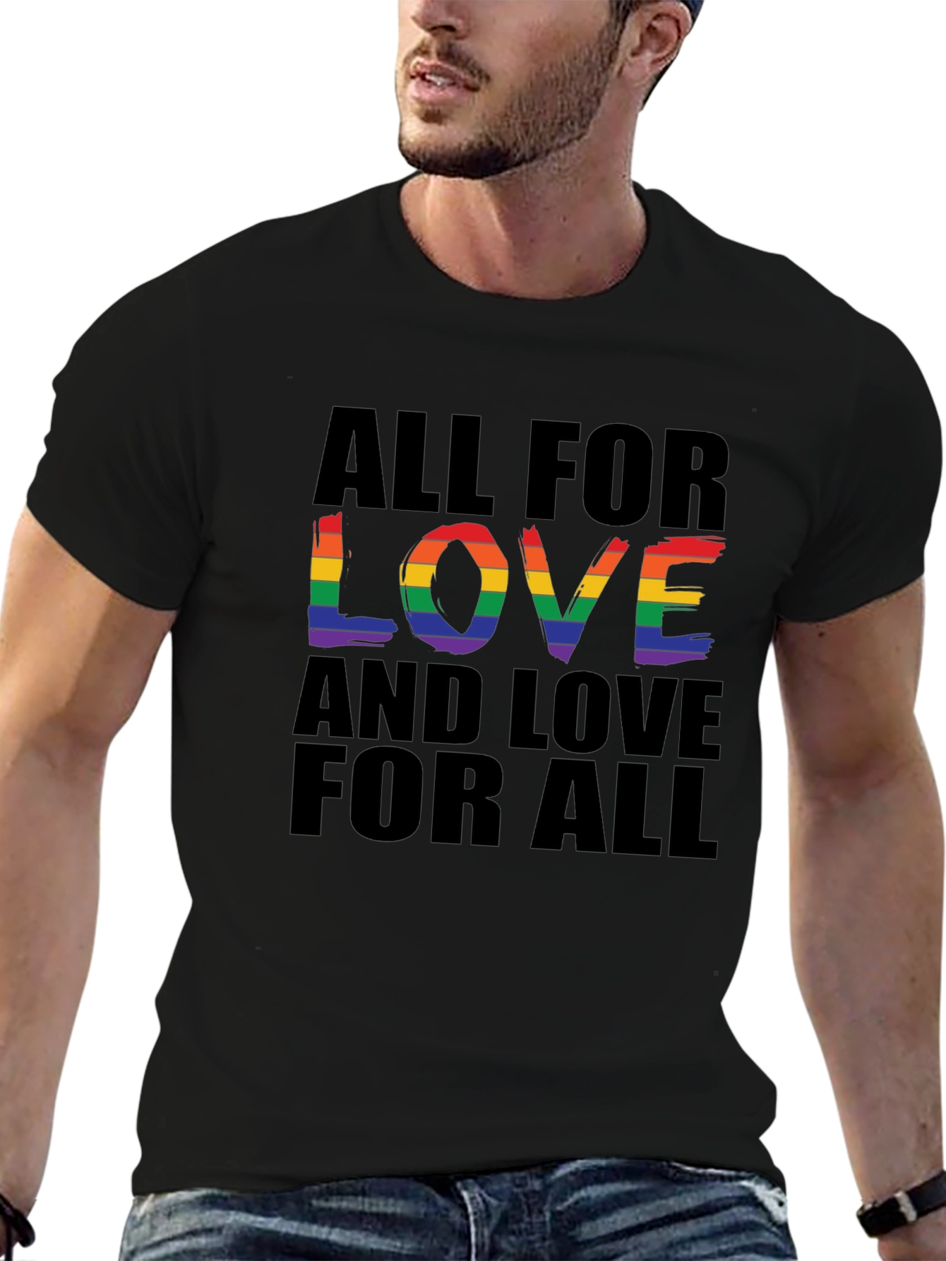 All For Love T-Shirt - Rainbow Pride Design
