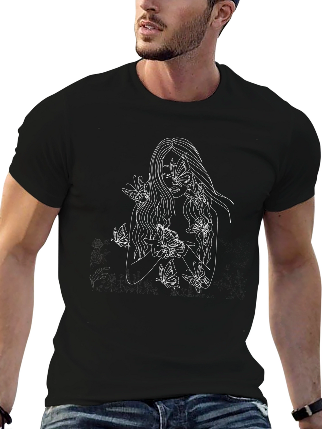 Butterfly Woman Graphic Tee - Black