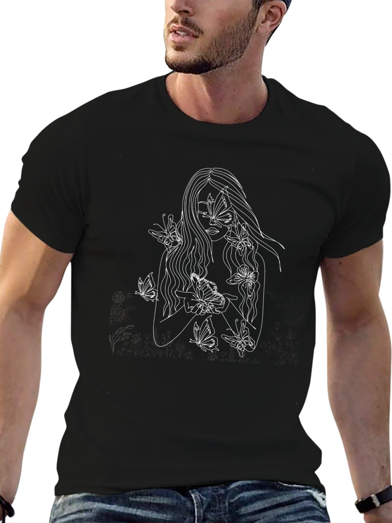 Butterfly Woman Graphic Tee - Black