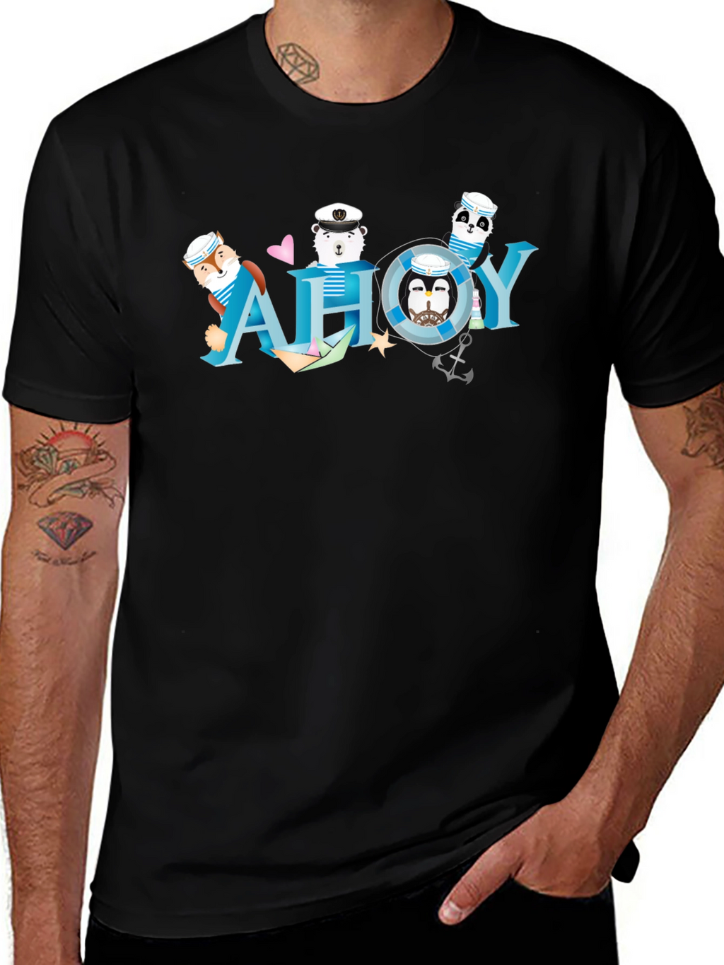 Nautical Ahoy T-Shirt with Animal Sailors