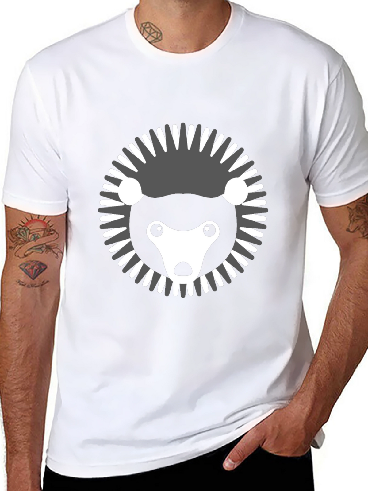 Modern Hedgehog Graphic Tee - Black