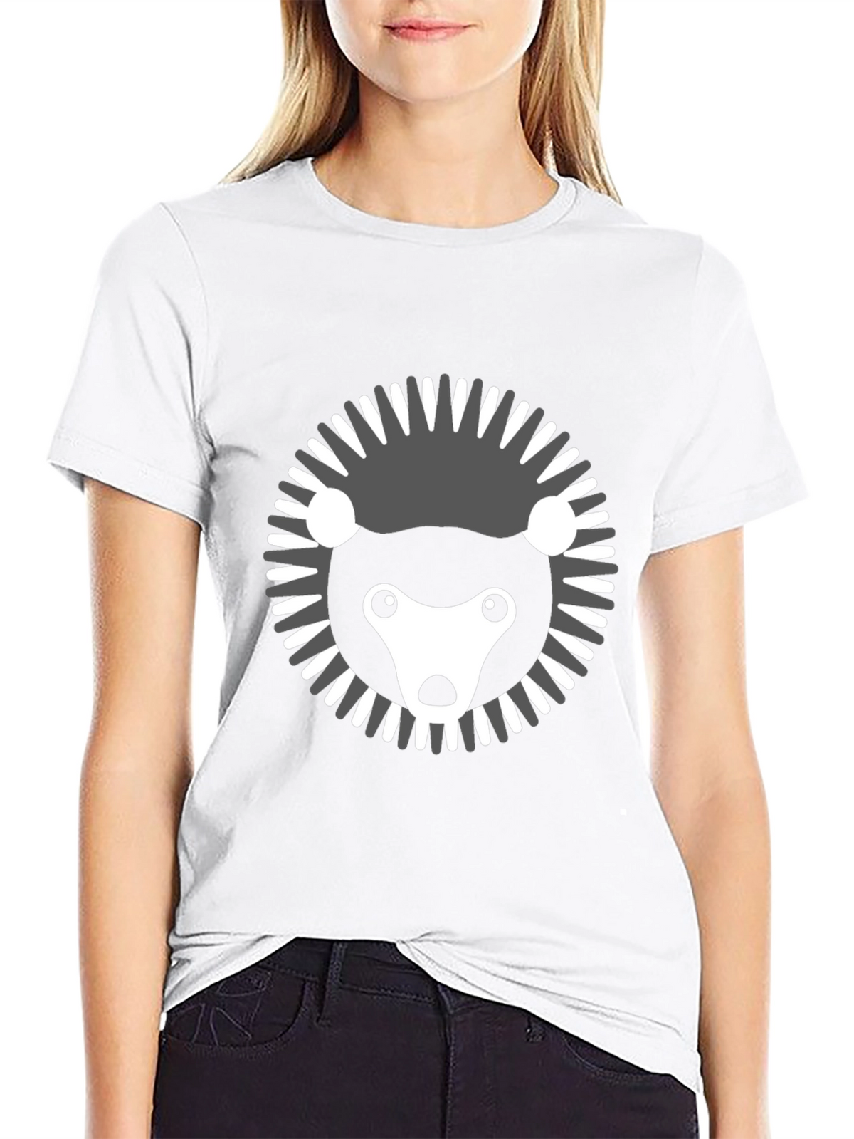 Modern Hedgehog Graphic Tee - Black