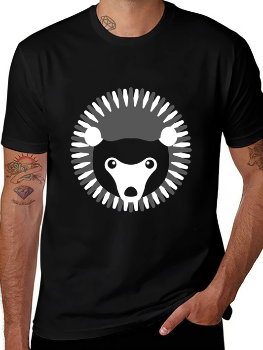 Modern Hedgehog Graphic Tee - Black