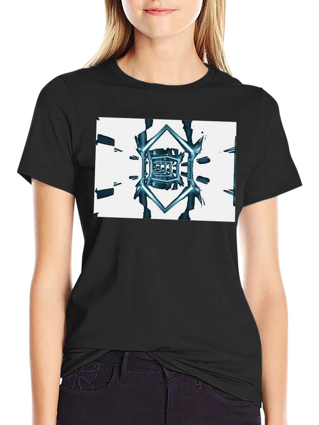 Abstract Cube Tee - Black Graphic T-Shirt