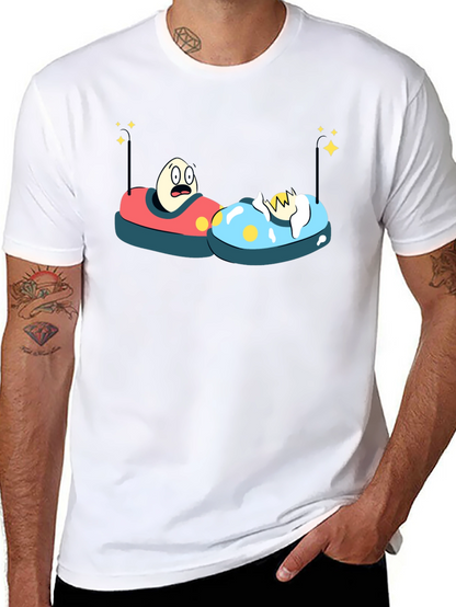 Bumper Car Eggs T-Shirt - Fun Cartoon Graphic Tee