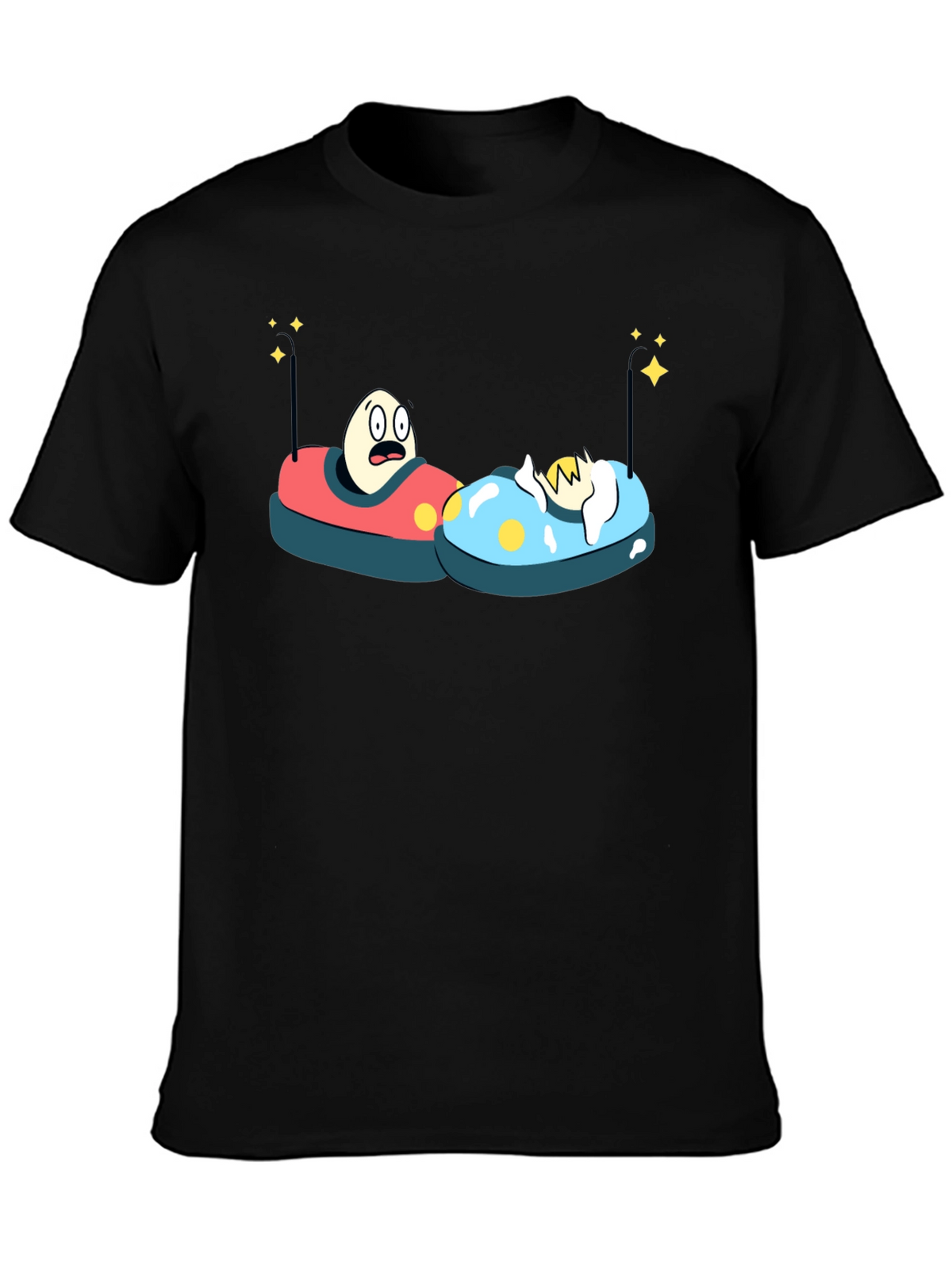 Bumper Car Eggs T-Shirt - Fun Cartoon Graphic Tee