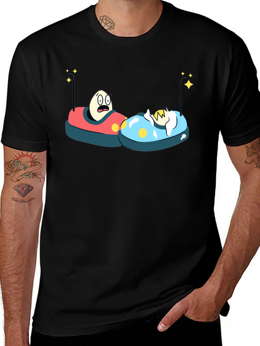 Bumper Car Eggs T-Shirt - Fun Cartoon Graphic Tee