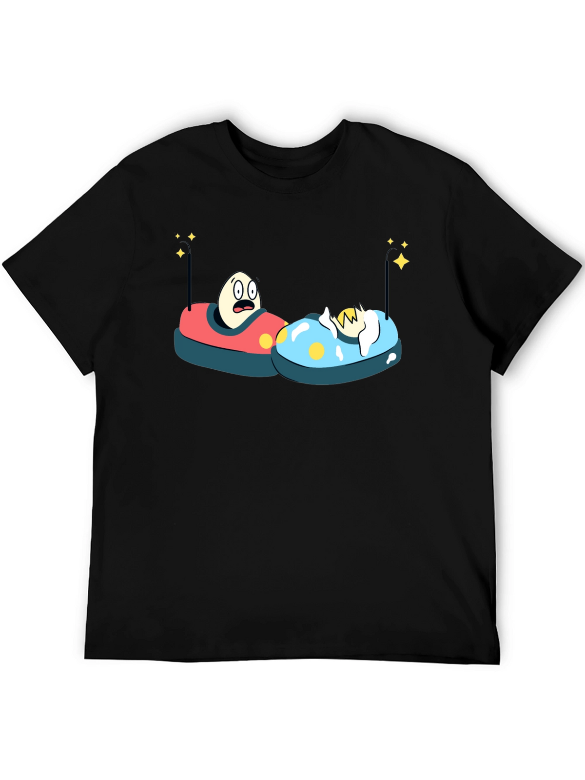 Bumper Car Eggs T-Shirt - Fun Cartoon Graphic Tee
