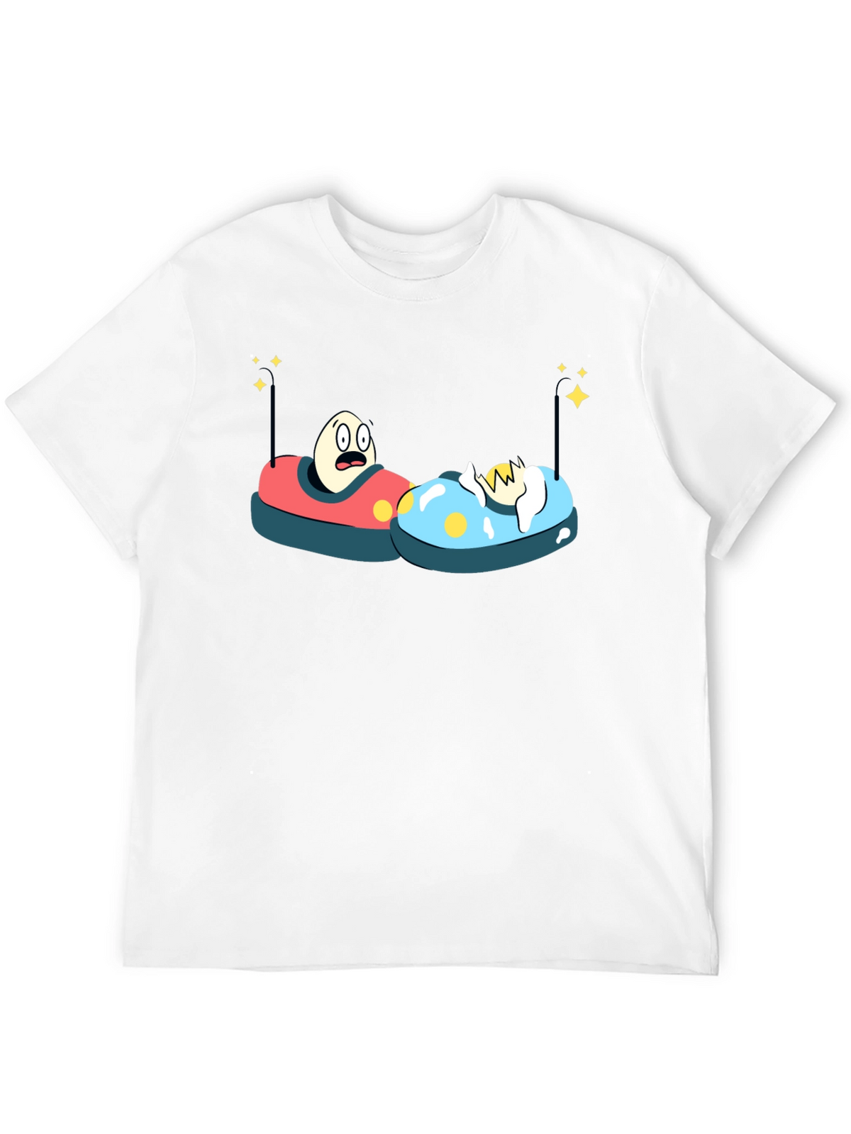 Bumper Car Eggs T-Shirt - Fun Cartoon Graphic Tee