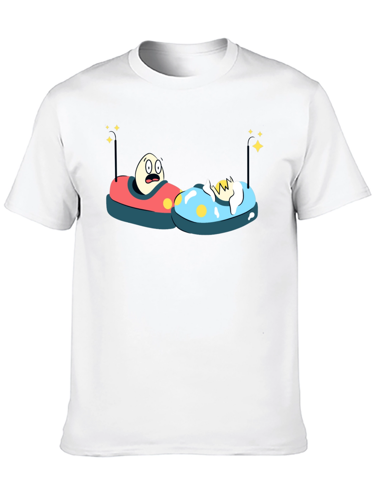 Bumper Car Eggs T-Shirt - Fun Cartoon Graphic Tee