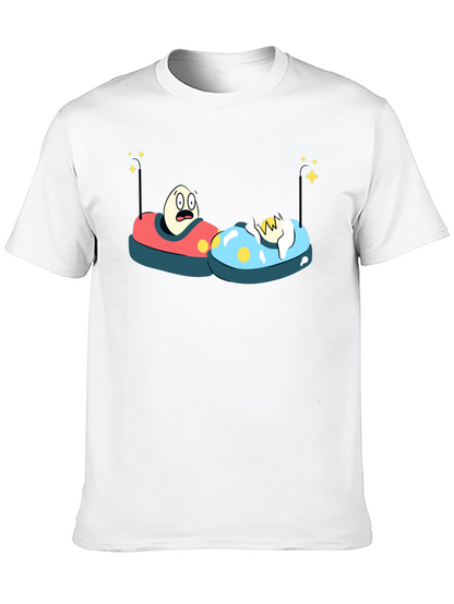 Bumper Car Eggs T-Shirt - Fun Cartoon Graphic Tee
