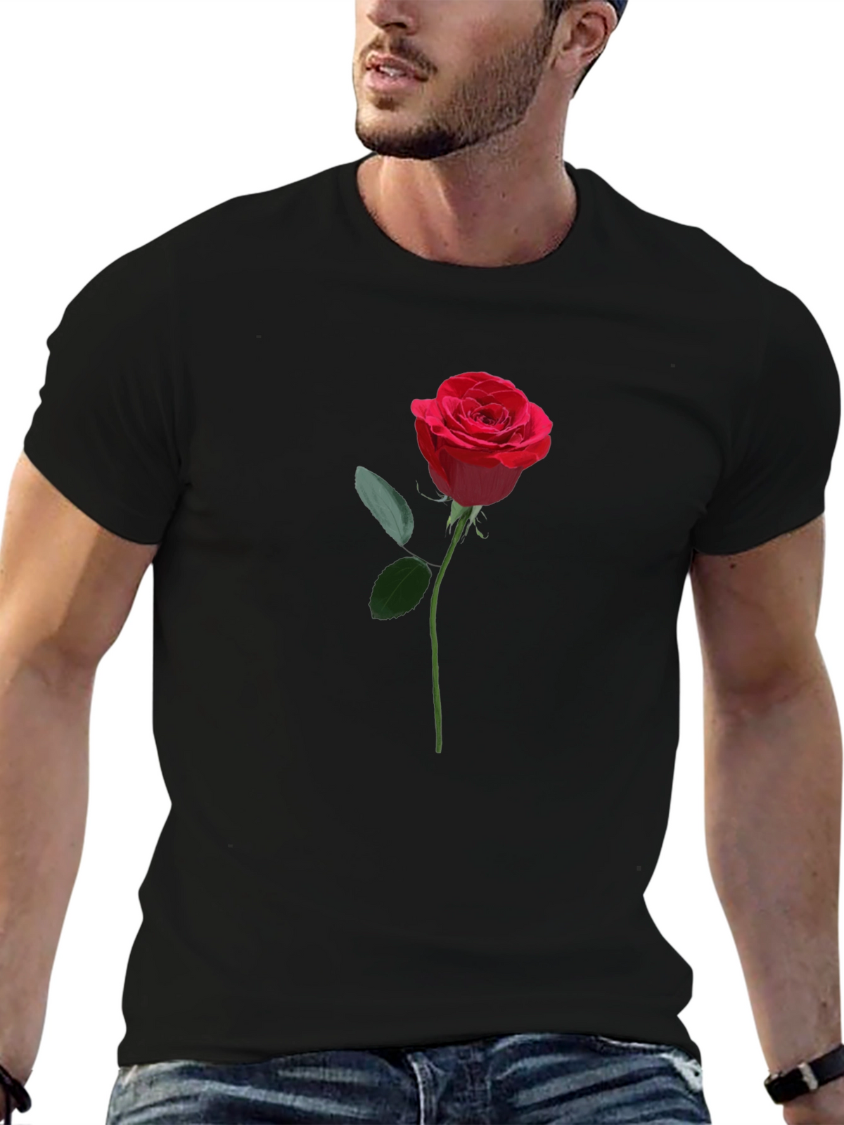 Rose Graphic Black T-Shirt