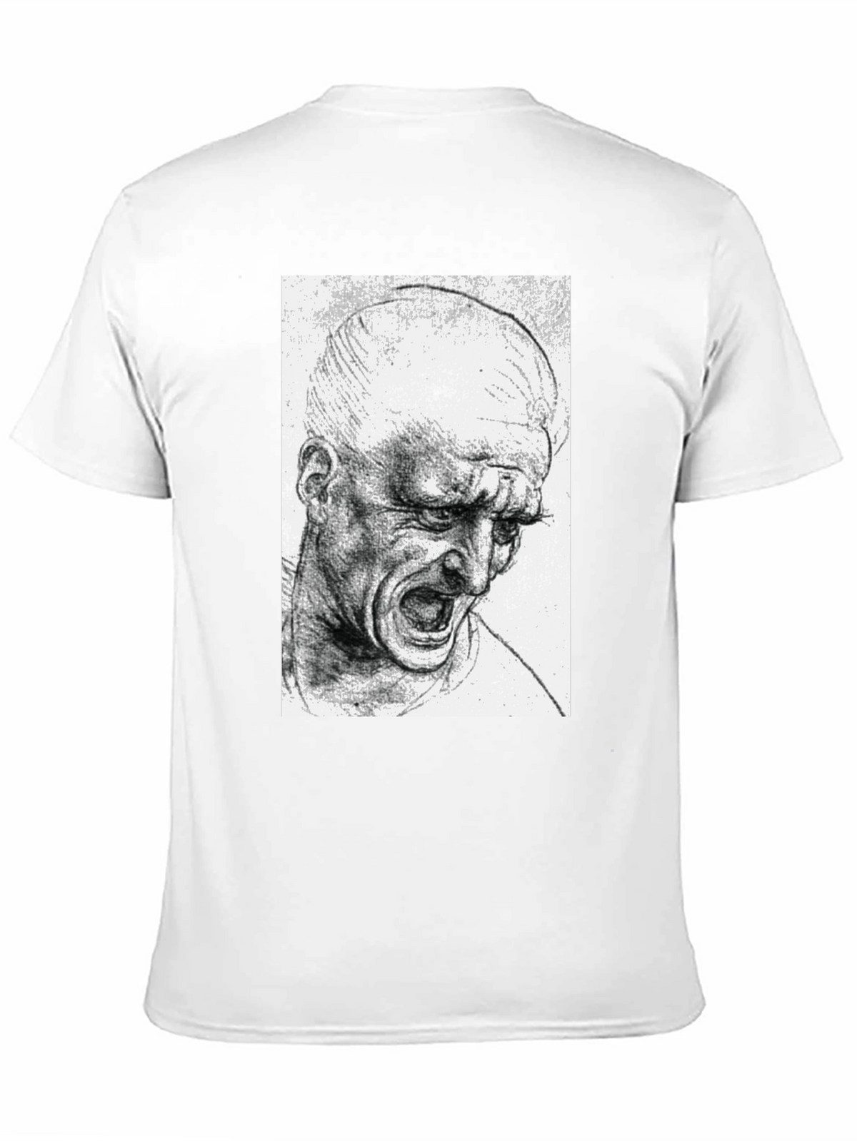 Screaming Man Sketch Graphic Tee - Black Cotton T-Shirt