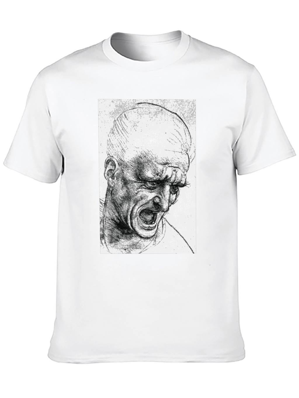 Screaming Man Sketch Graphic Tee - Black Cotton T-Shirt