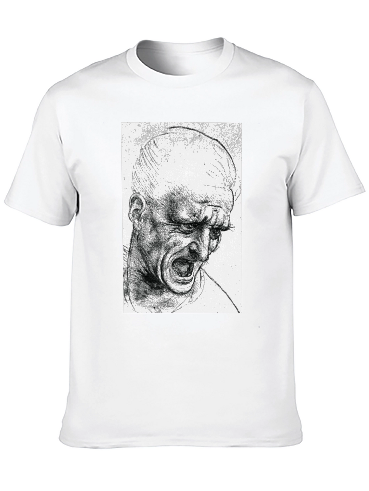 Screaming Man Sketch Graphic Tee - Black Cotton T-Shirt