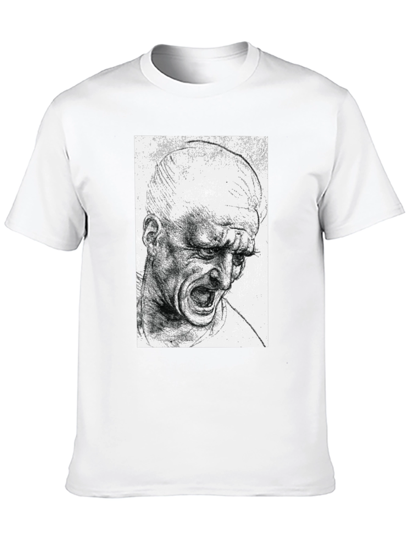 Screaming Man Sketch Graphic Tee - Black Cotton T-Shirt