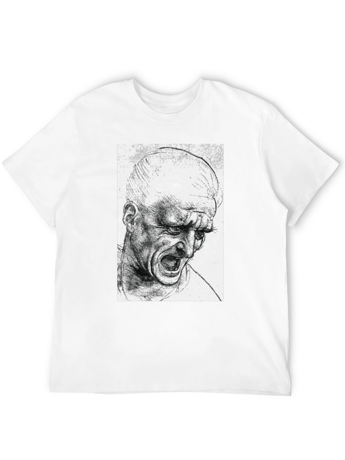 Screaming Man Sketch Graphic Tee - Black Cotton T-Shirt