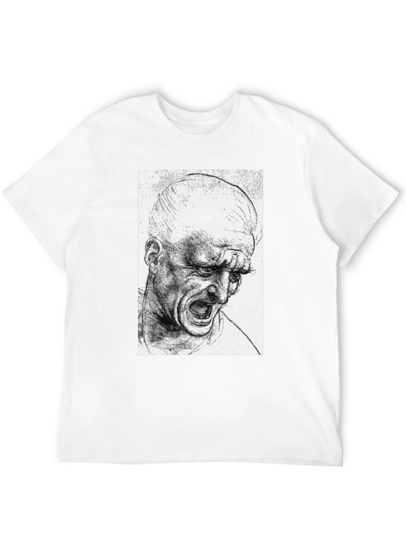 Screaming Man Sketch Graphic Tee - Black Cotton T-Shirt