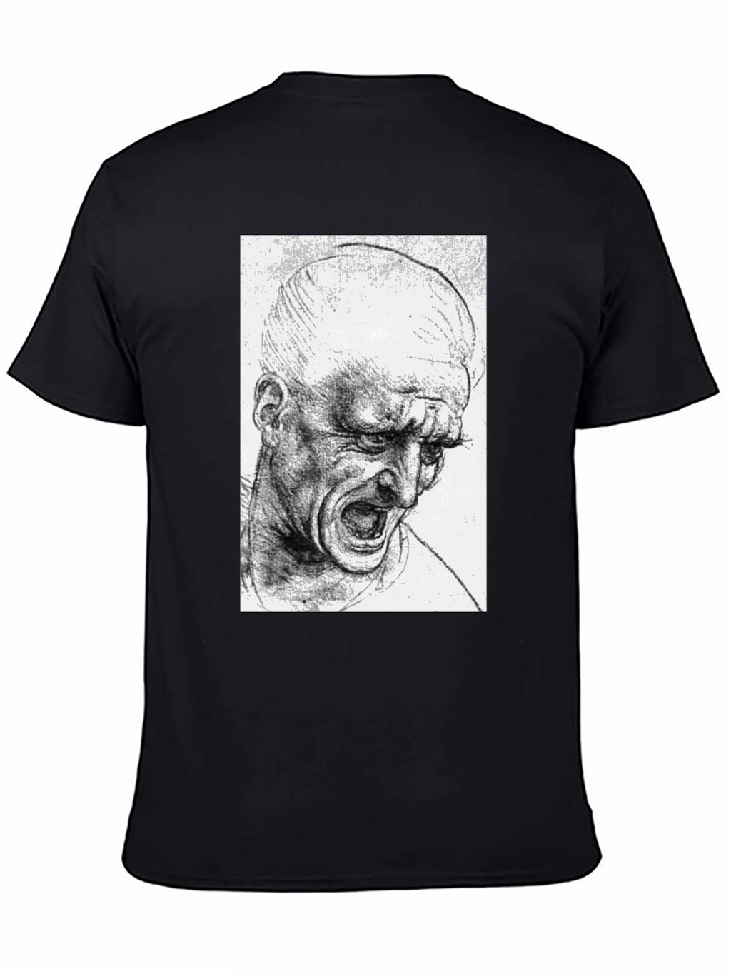 Screaming Man Sketch Graphic Tee - Black Cotton T-Shirt