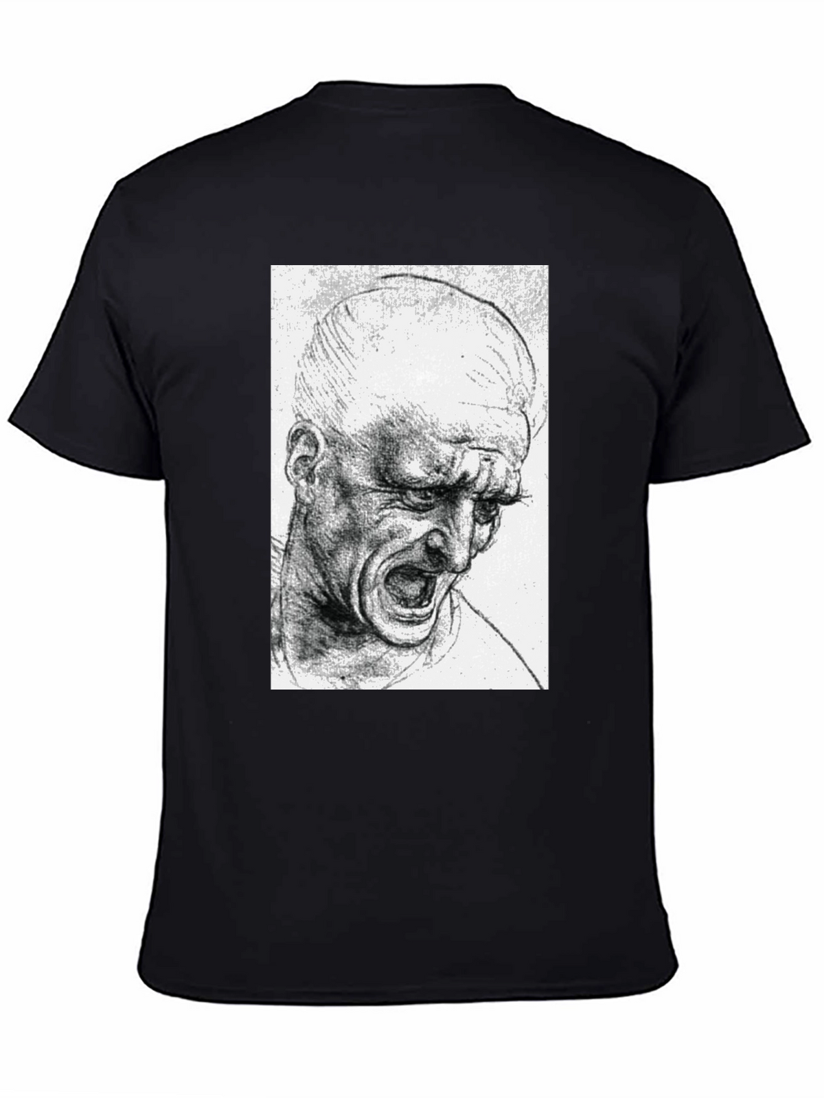 Screaming Man Sketch Graphic Tee - Black Cotton T-Shirt