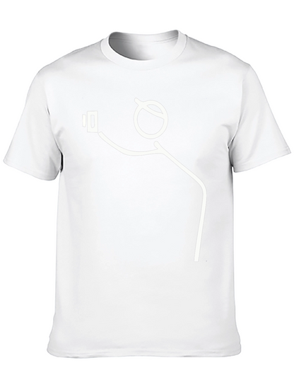 Funny Stick Figure Selfie Black T-Shirt