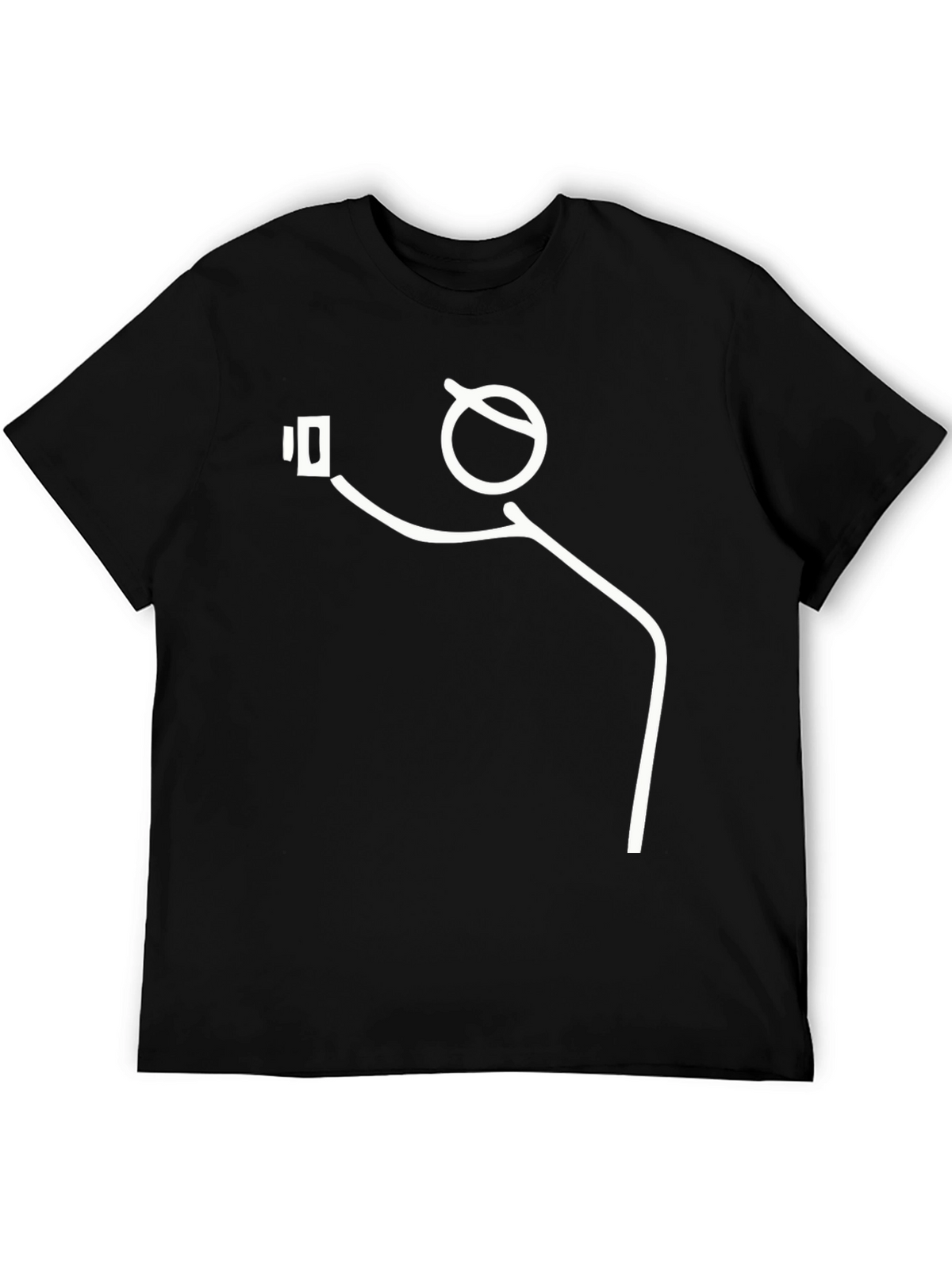 Funny Stick Figure Selfie Black T-Shirt
