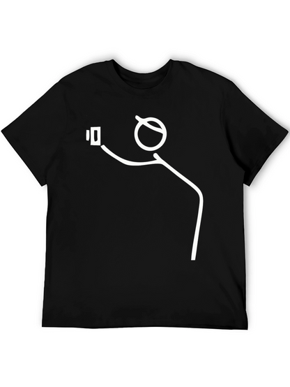 Funny Stick Figure Selfie Black T-Shirt