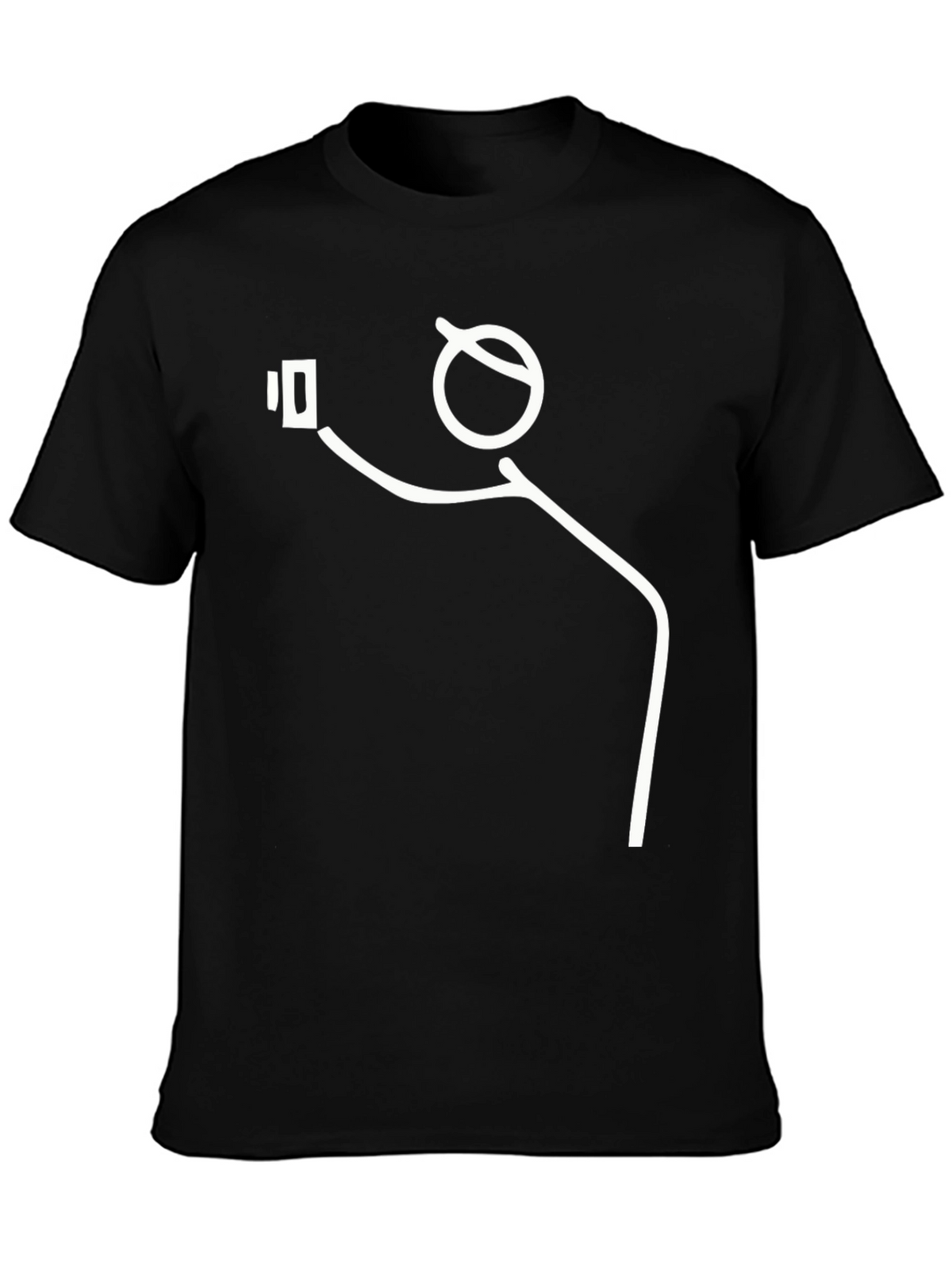 Funny Stick Figure Selfie Black T-Shirt