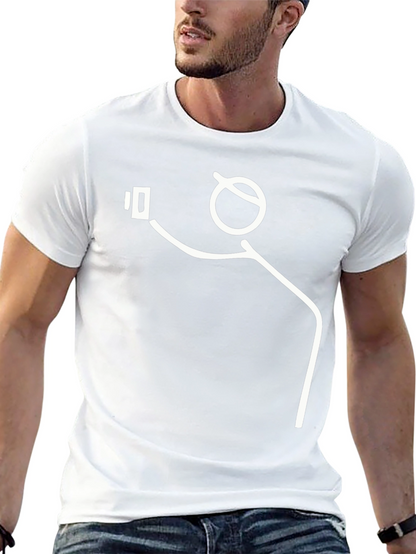 Funny Stick Figure Selfie Black T-Shirt