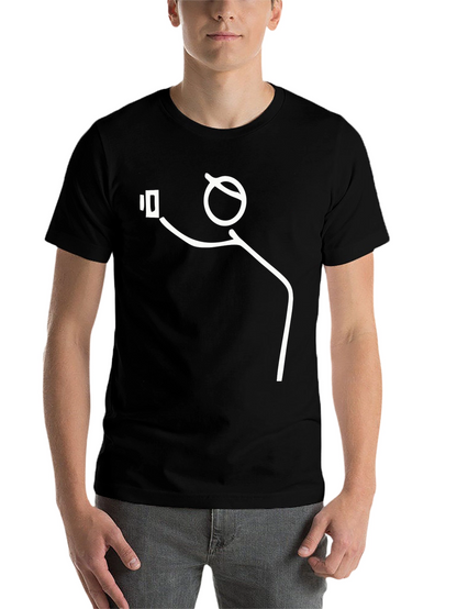 Funny Stick Figure Selfie Black T-Shirt