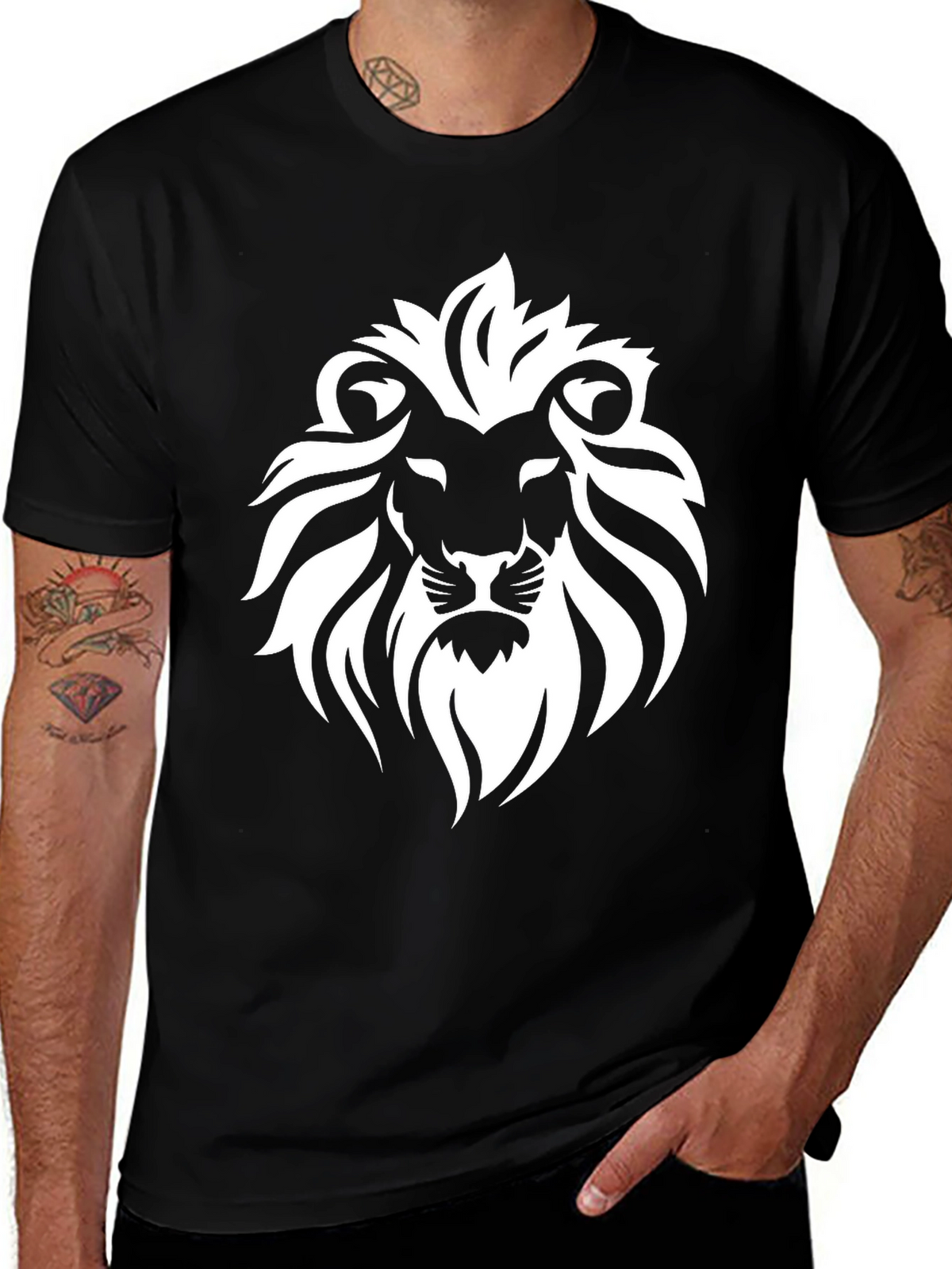 Lion Graphic Black T-Shirt - Mens Fashion