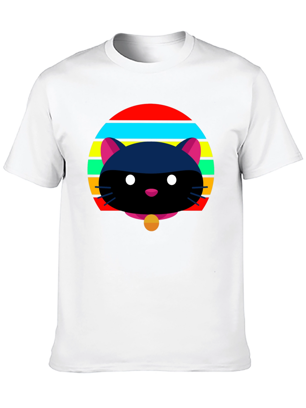Retro Cat Graphic Tee - Black