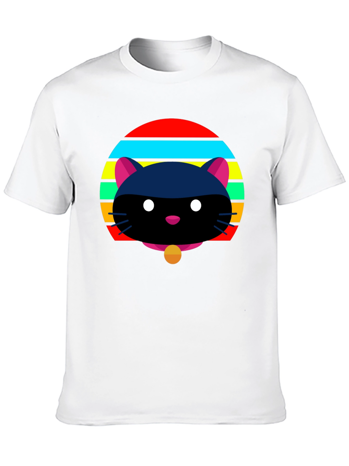 Retro Cat Graphic Tee - Black