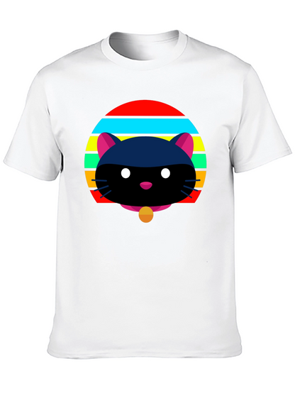 Retro Cat Graphic Tee - Black