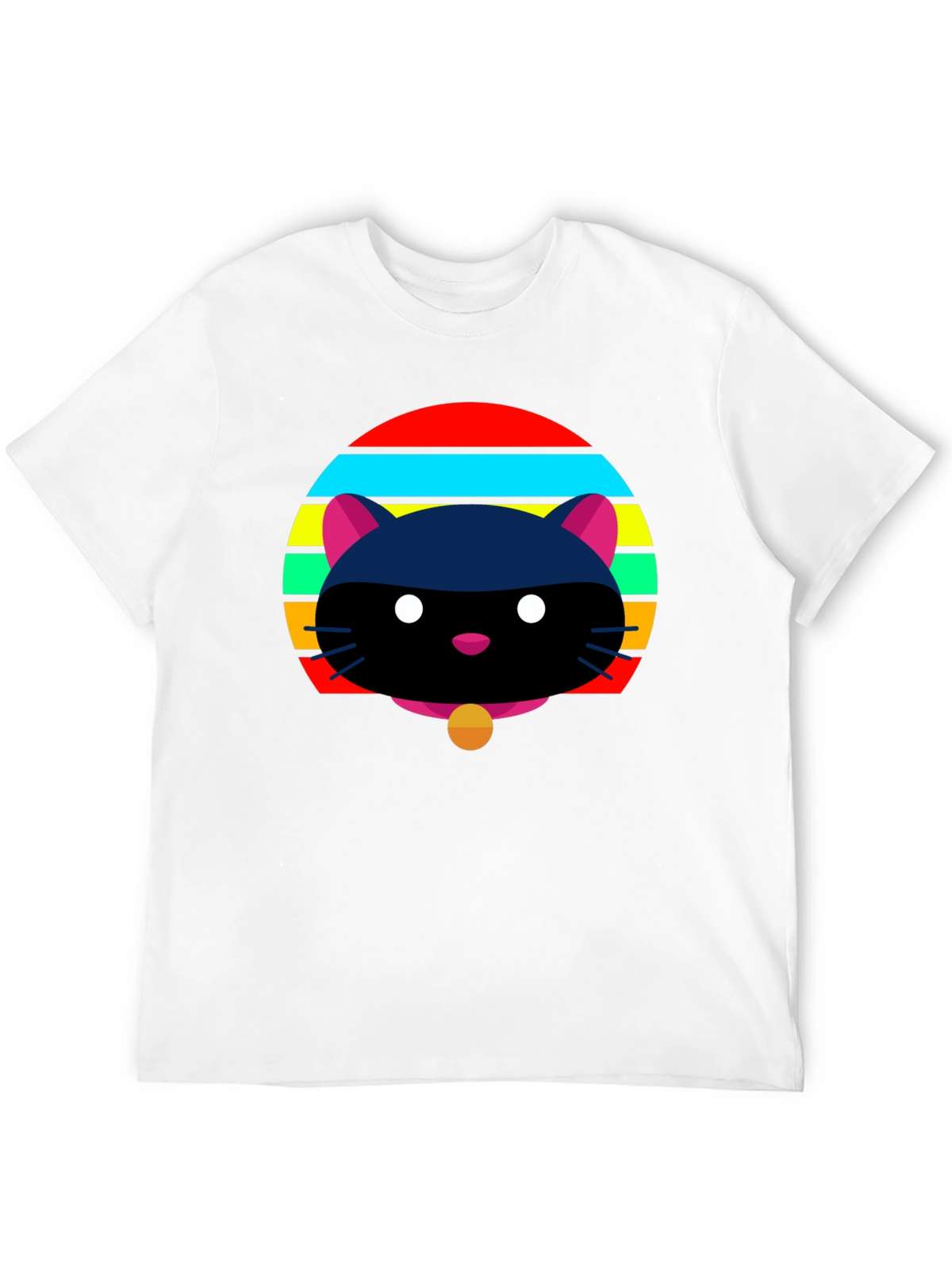 Retro Cat Graphic Tee - Black