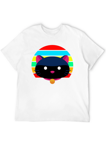 Retro Cat Graphic Tee - Black