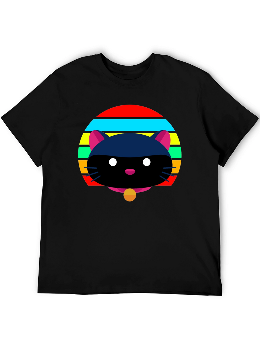 Retro Cat Graphic Tee - Black