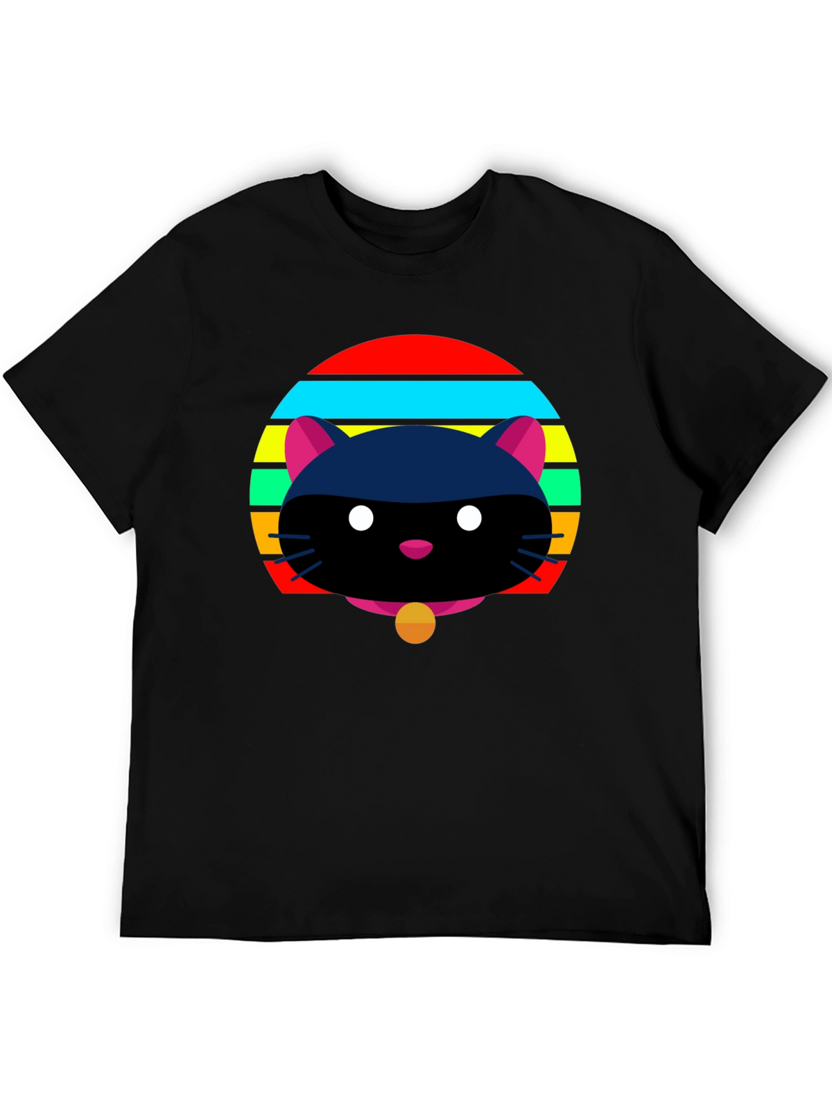 Retro Cat Graphic Tee - Black