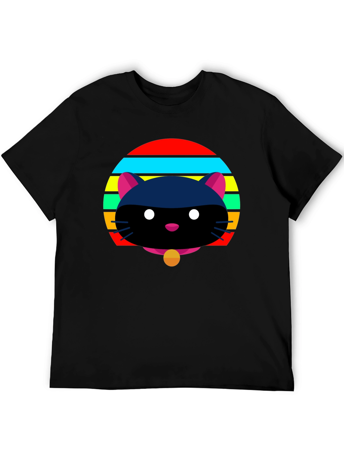 Retro Cat Graphic Tee - Black