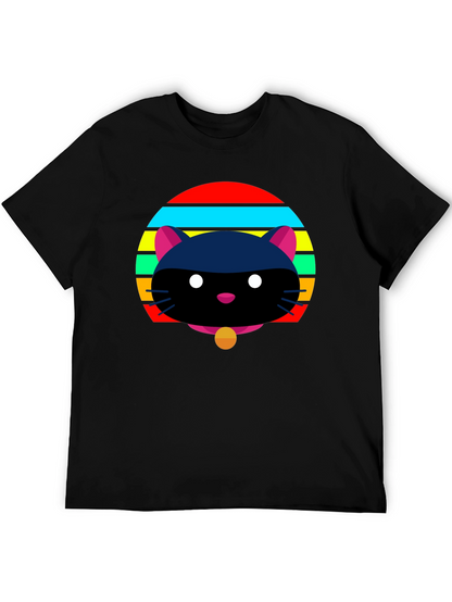Retro Cat Graphic Tee - Black